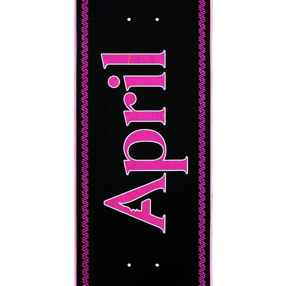 april og logo pink black helix deck 