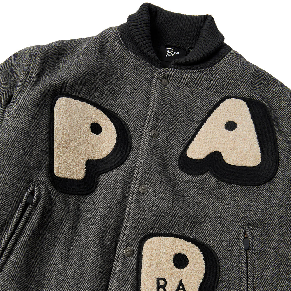 by parra 52240 rounded par varsity jacket dark grey
