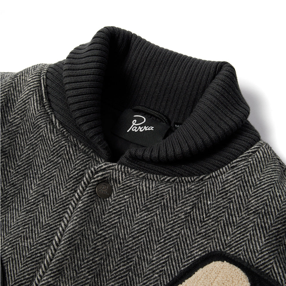 by parra 52240 rounded par varsity jacket dark grey