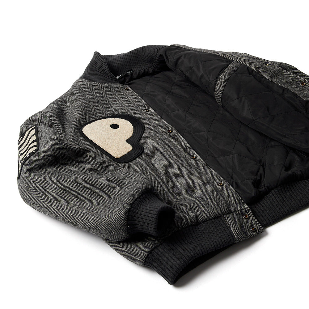 by parra 52240 rounded par varsity jacket dark grey