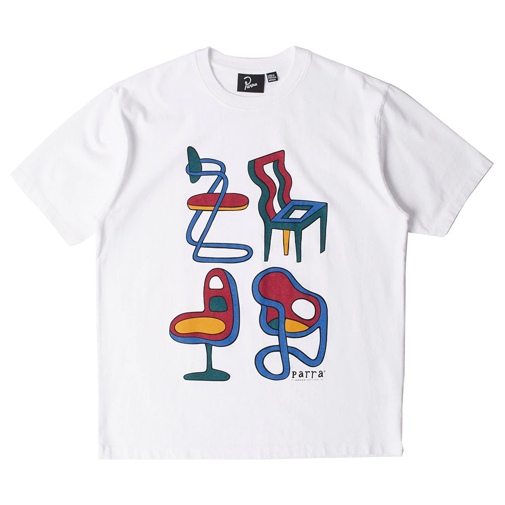 by parra 53305 unreasonable chairs t shirt white