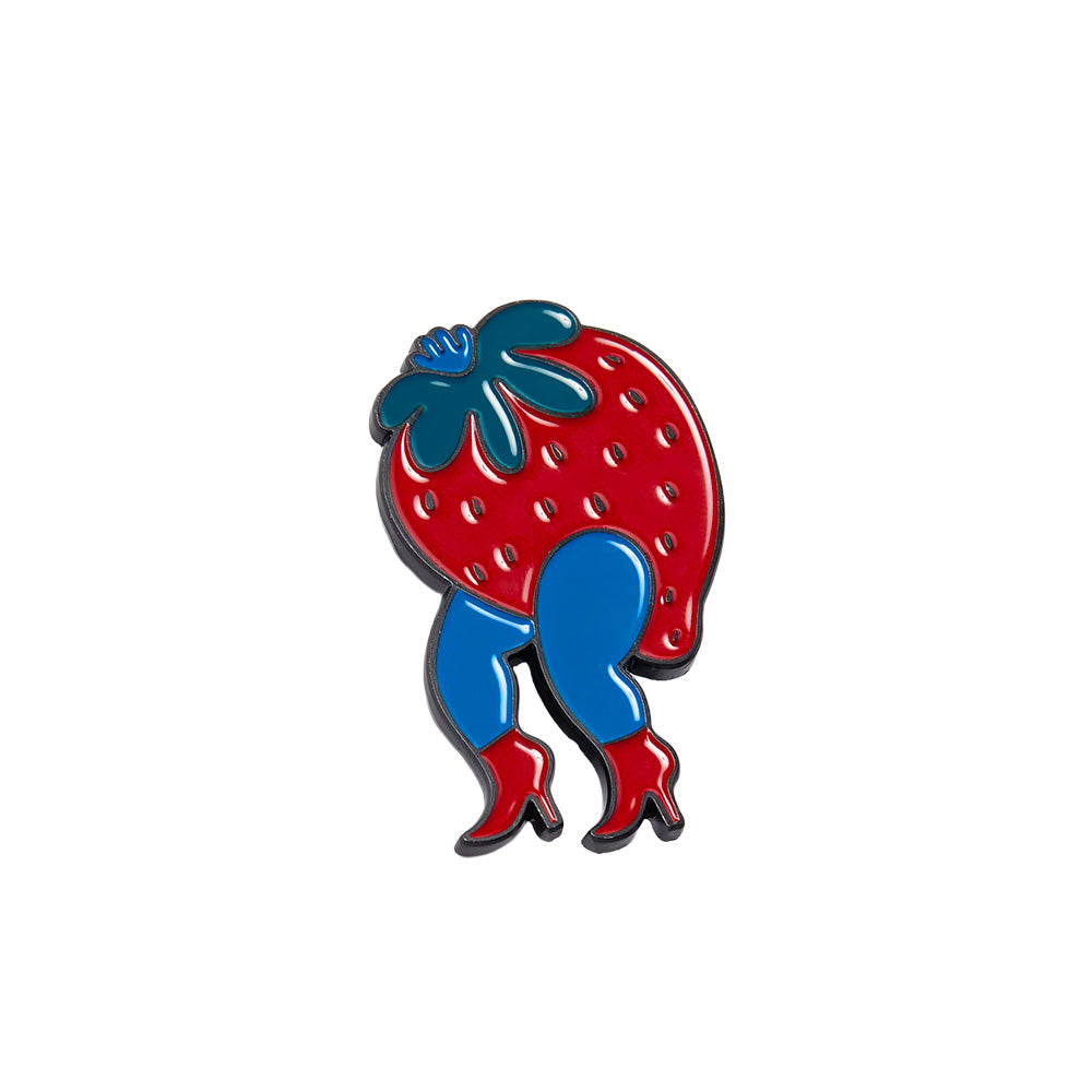 by parra 53568 stupid strawberry enamel pin red