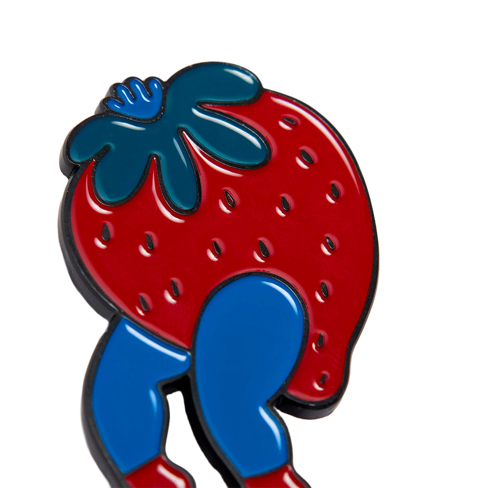 by parra 53568 stupid strawberry enamel pin red