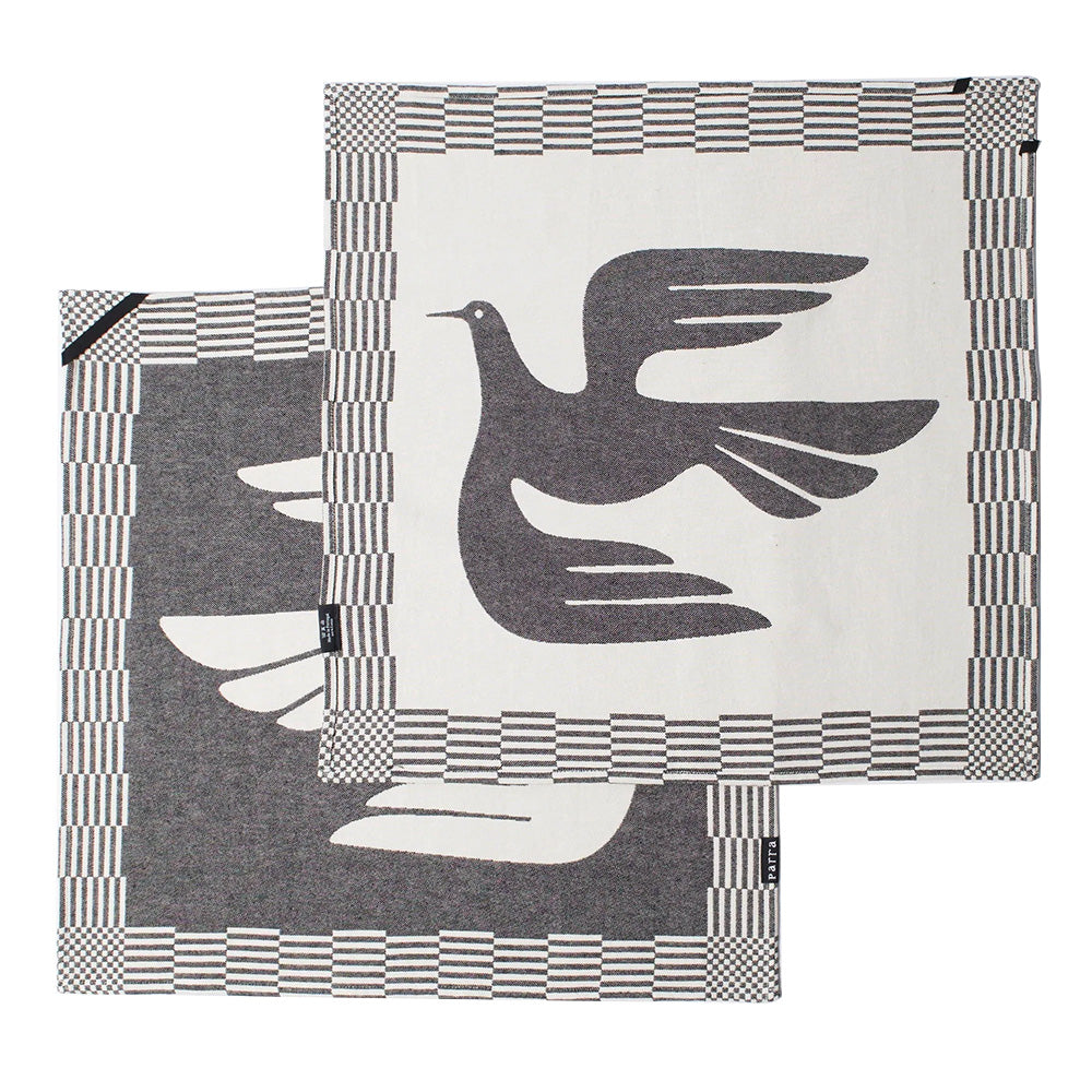 by parra 54276 infinite kitchen bird towel set black