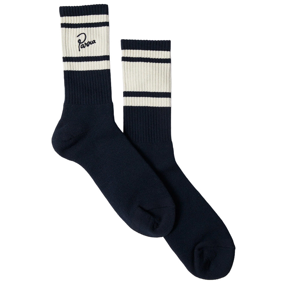 by parra 55190 signature stripe crew socks navy blue