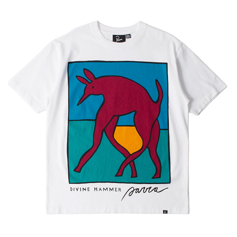 BY PARRA BEAR DOG HAMMER T-SHIRT // WHITE