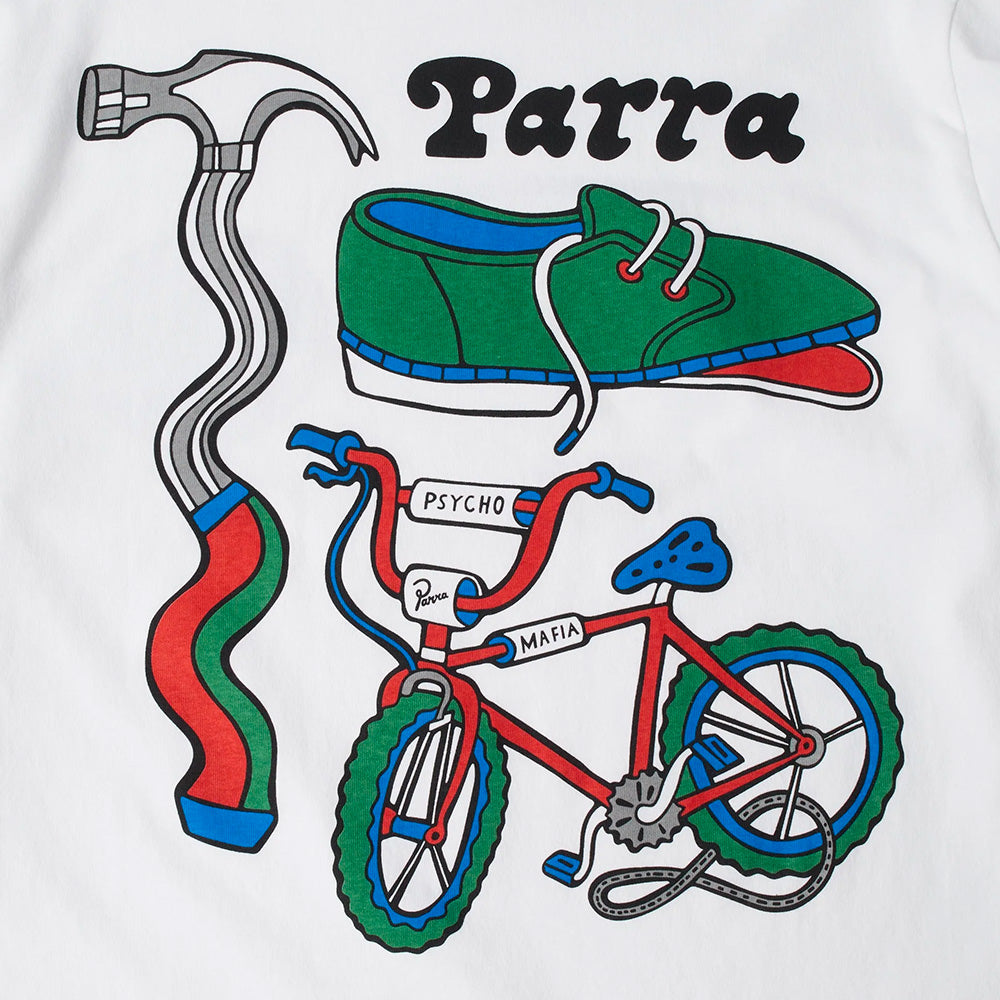 BY PARRA BY PARRA BIKE HAMMER LONG SLEEVE T-SHIRT // WHITE