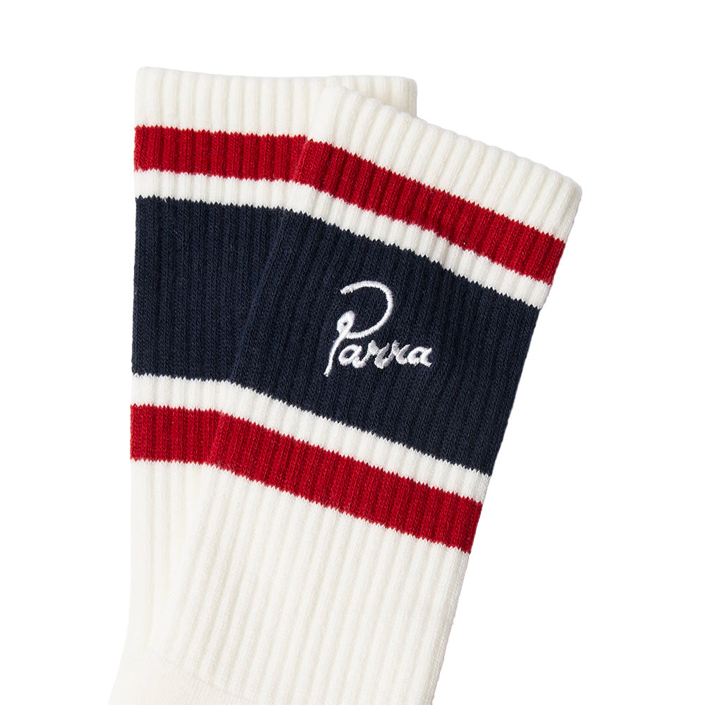 BY PARRA SIGNATURE STRIPED CREW SOCKS // WHITE