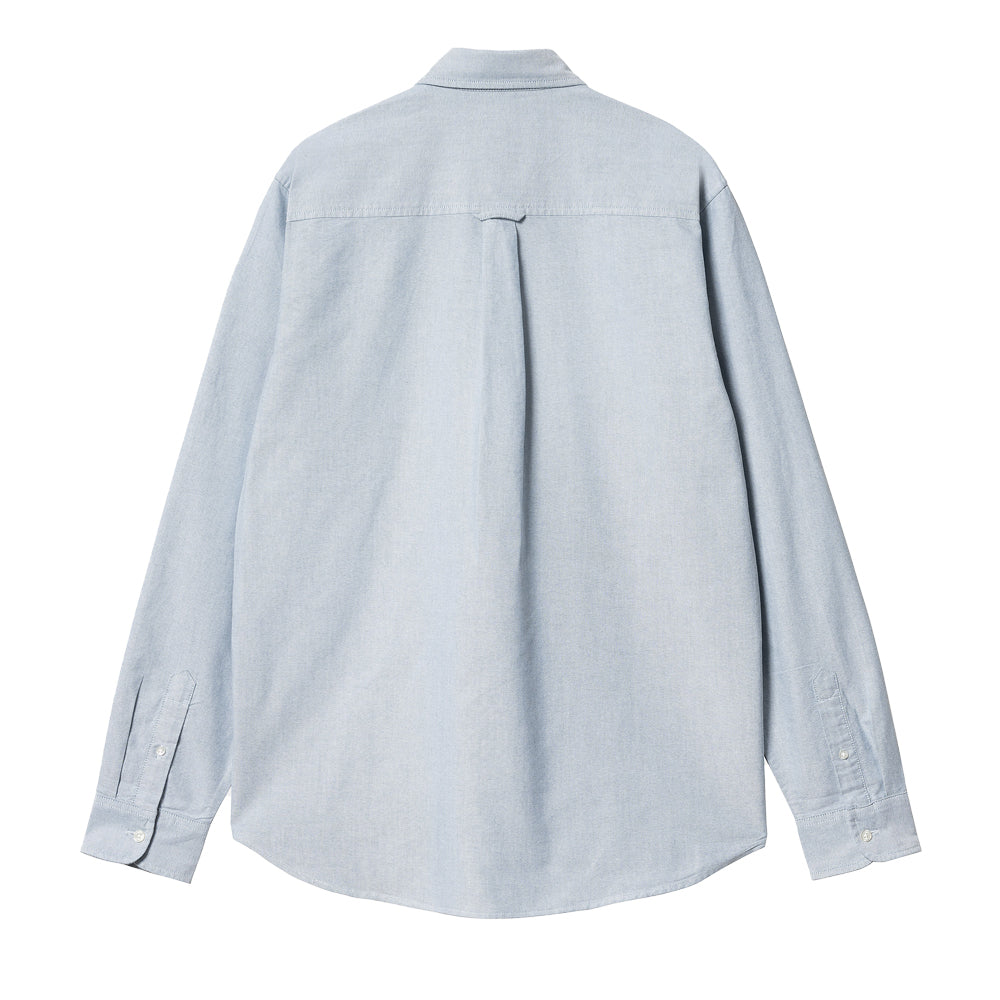 carhartt wip i030799 1vg xx ls c logo shirt prussian blue white