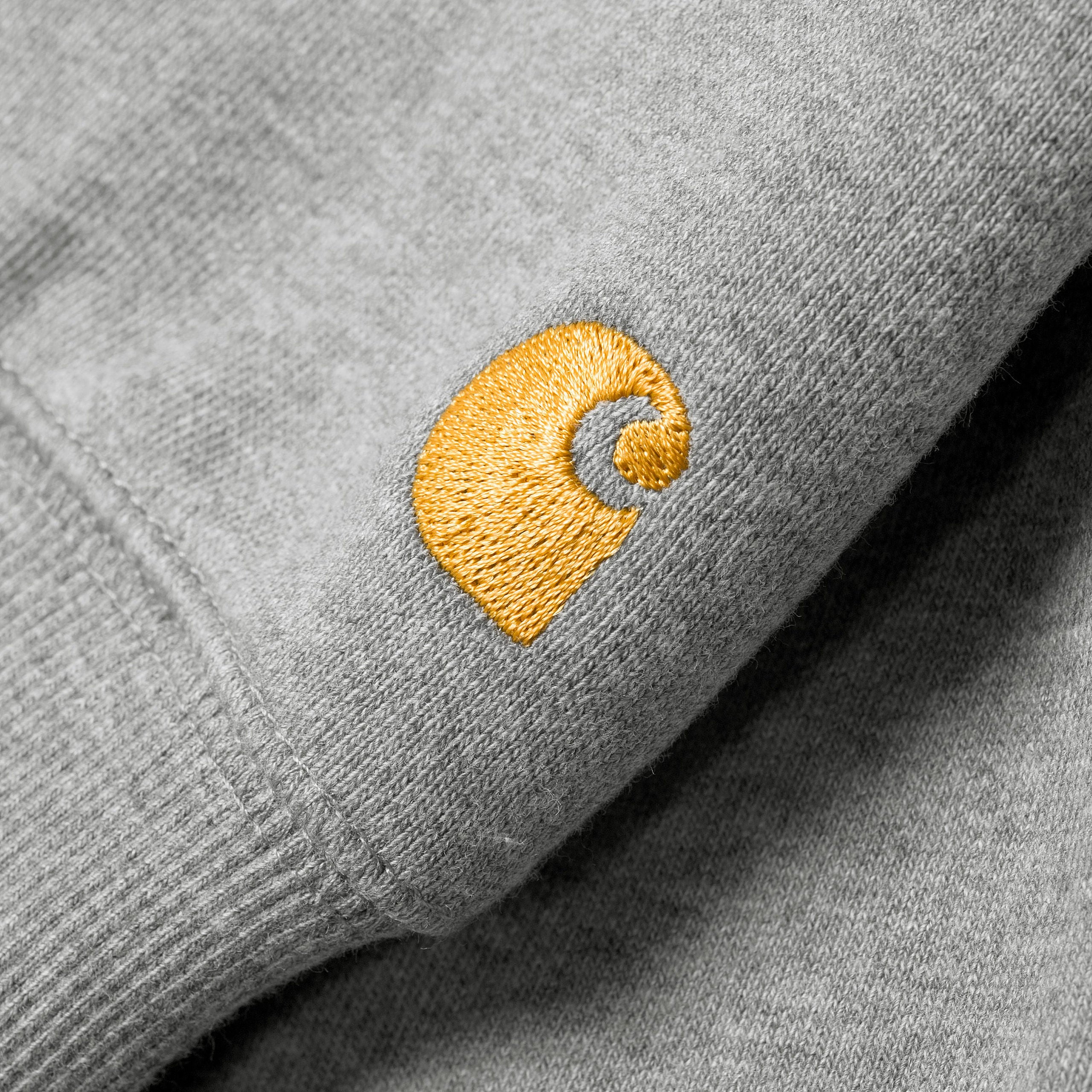 carhartt wip i033661 00c xx hooded chase sweatshirt dark grey heather gold