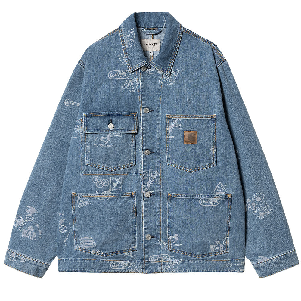 carhartt wip i033743 2ln 35 stamp jacket stamp print blue bleached