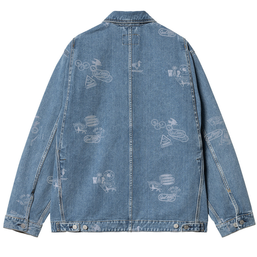 carhartt wip i033743 2ln 35 stamp jacket stamp print blue bleached