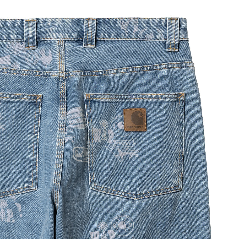 carhartt wip i033745 2ln 35 stamp pant stamp print blue bleached