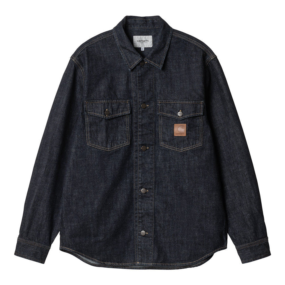 carhartt wip i03473512 lincoln shirt jacket blue rinsed