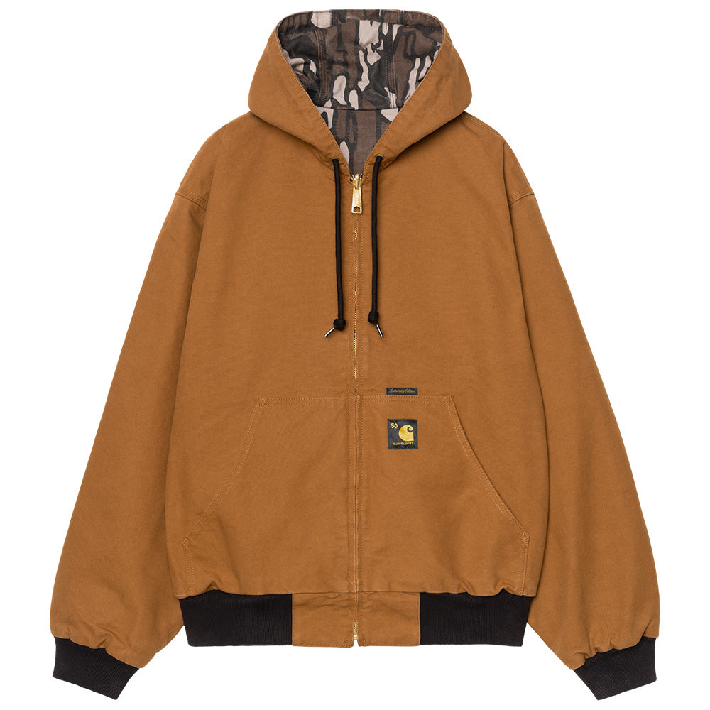 carhartt wip i036412 3gj 50 years anniversary og active jacket canvas hamilton brown camo trebark rinsed