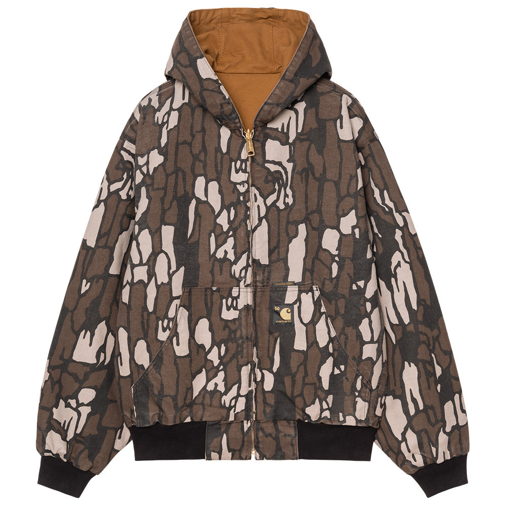 carhartt wip i036412 3gj 50 years anniversary og active jacket canvas hamilton brown camo trebark rinsed