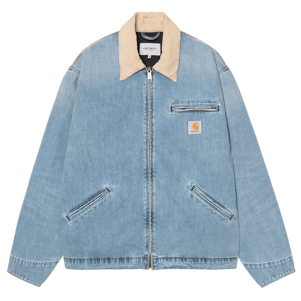 carhartt wip i036593 2xn ur og detroit jacket blue dusty h brown burst washed