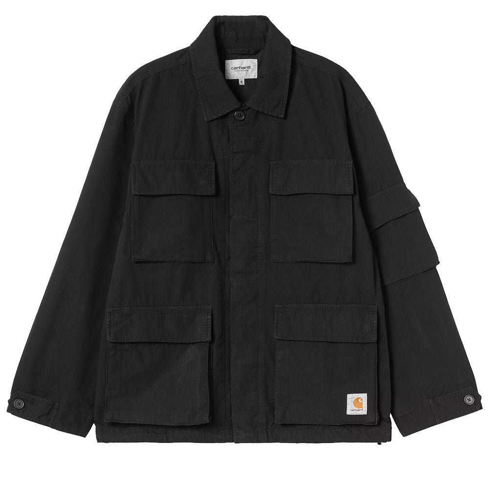 carhartt wip manderson jacket black garment dyed