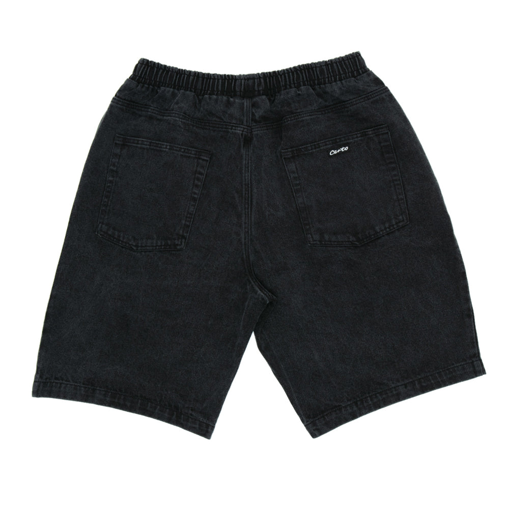 certo djs001 denim shorts black washed