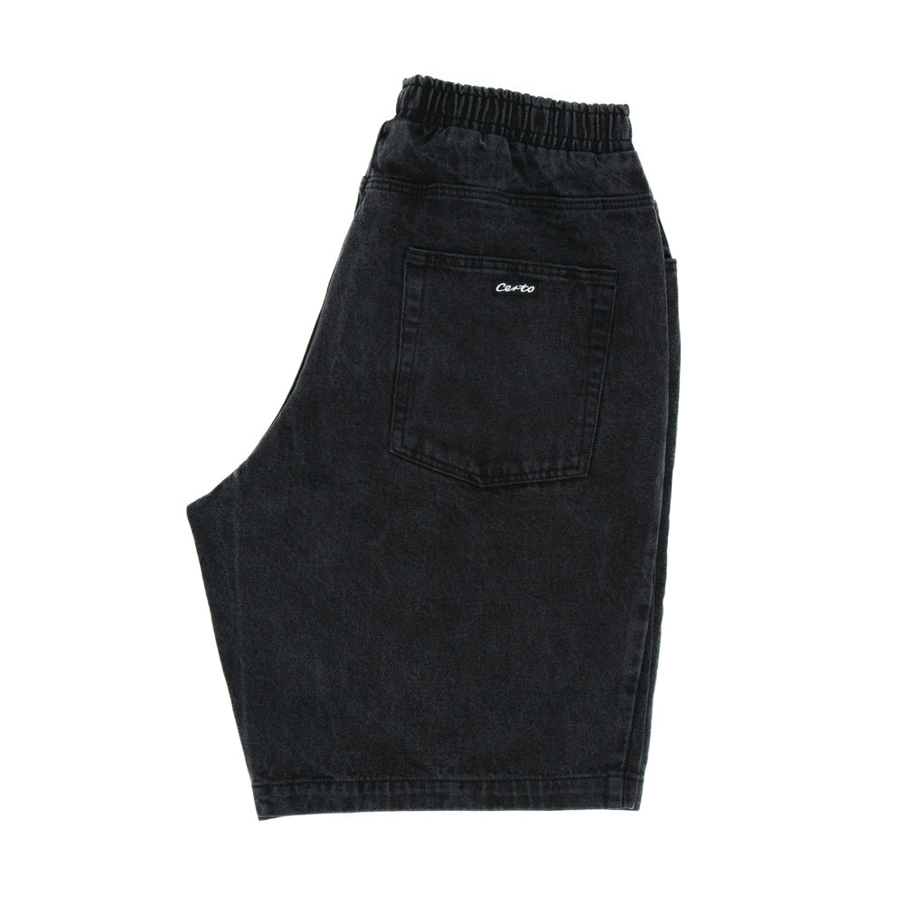 certo djs001 denim shorts black washed