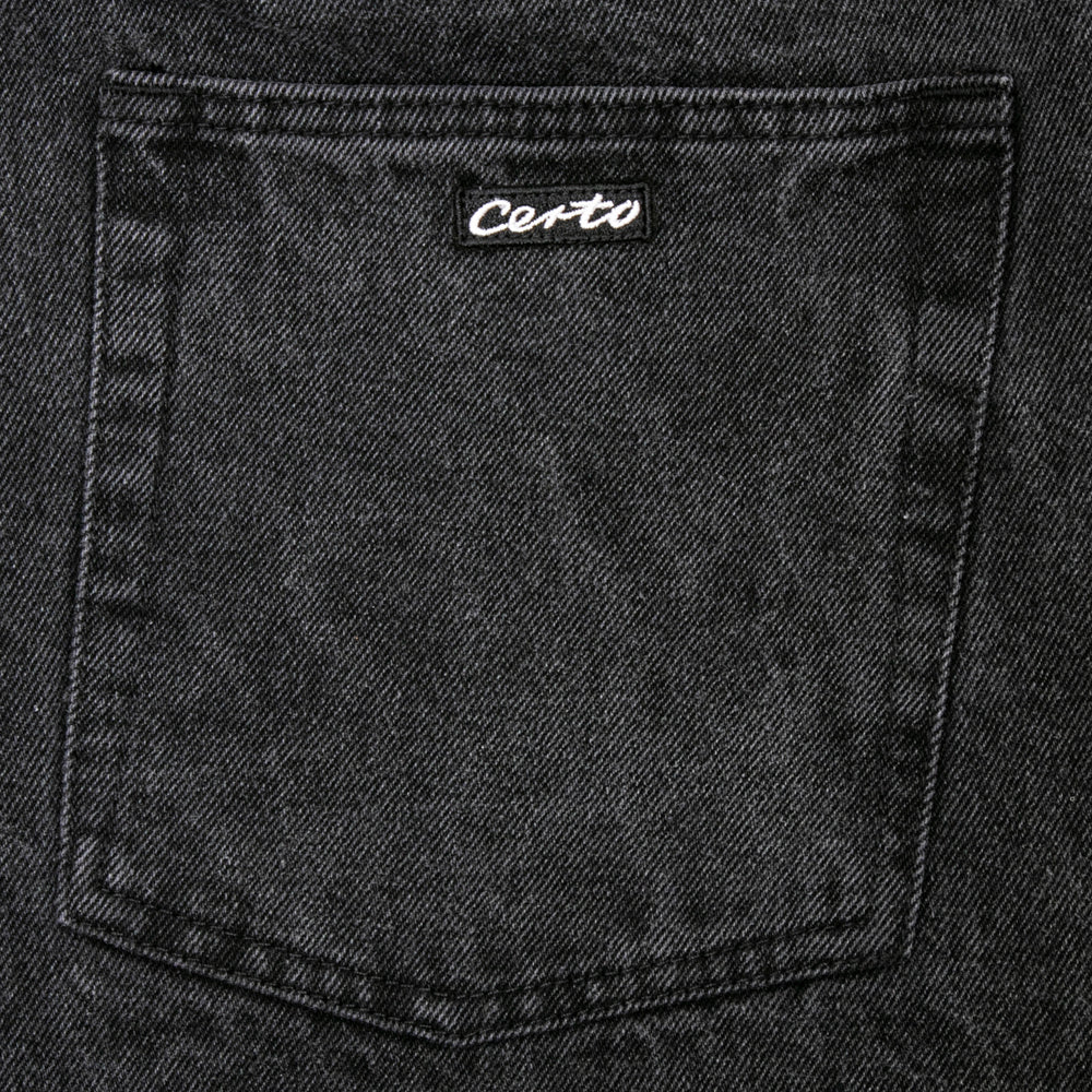 certo djs001 denim shorts black washed