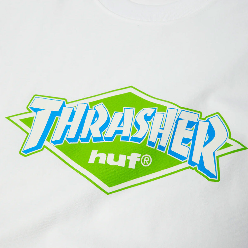 huf ac01268 x thrasher logo tee shirt white