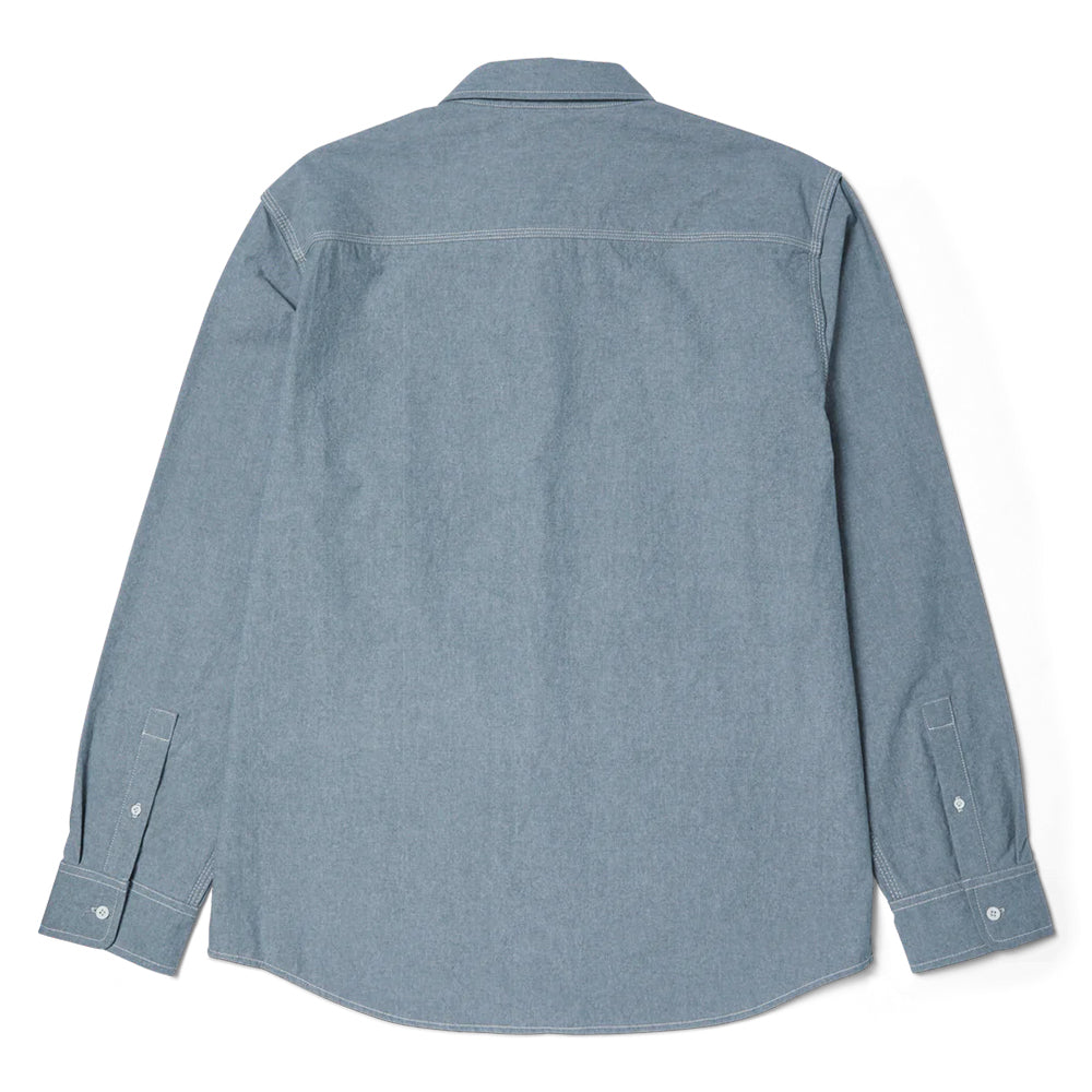 huf bu00229 total eclipse ls chambray shirt light blue