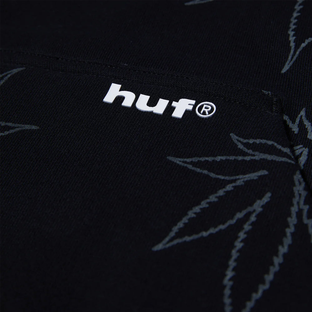 huf fl00205 plantlife fleece hoodie black
