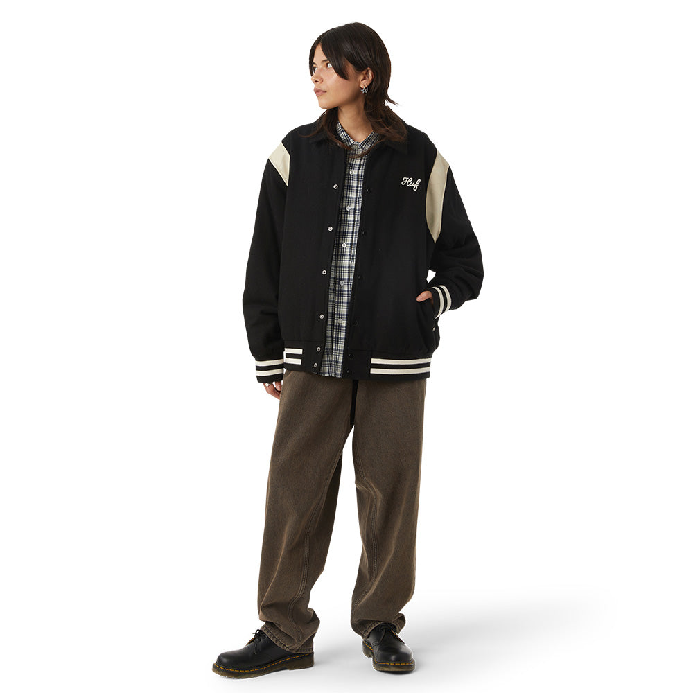 huf jk00439 song varsity jacket black