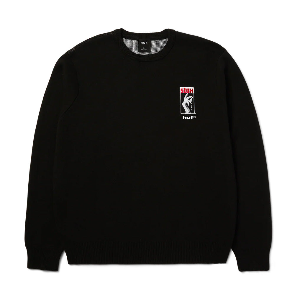huf kn00556 black moses knit sweater black