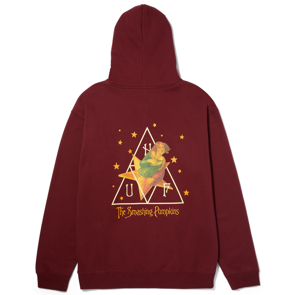 huf pf00657 x smashing pumpkins infinite star girl pullover hoodie deep wine