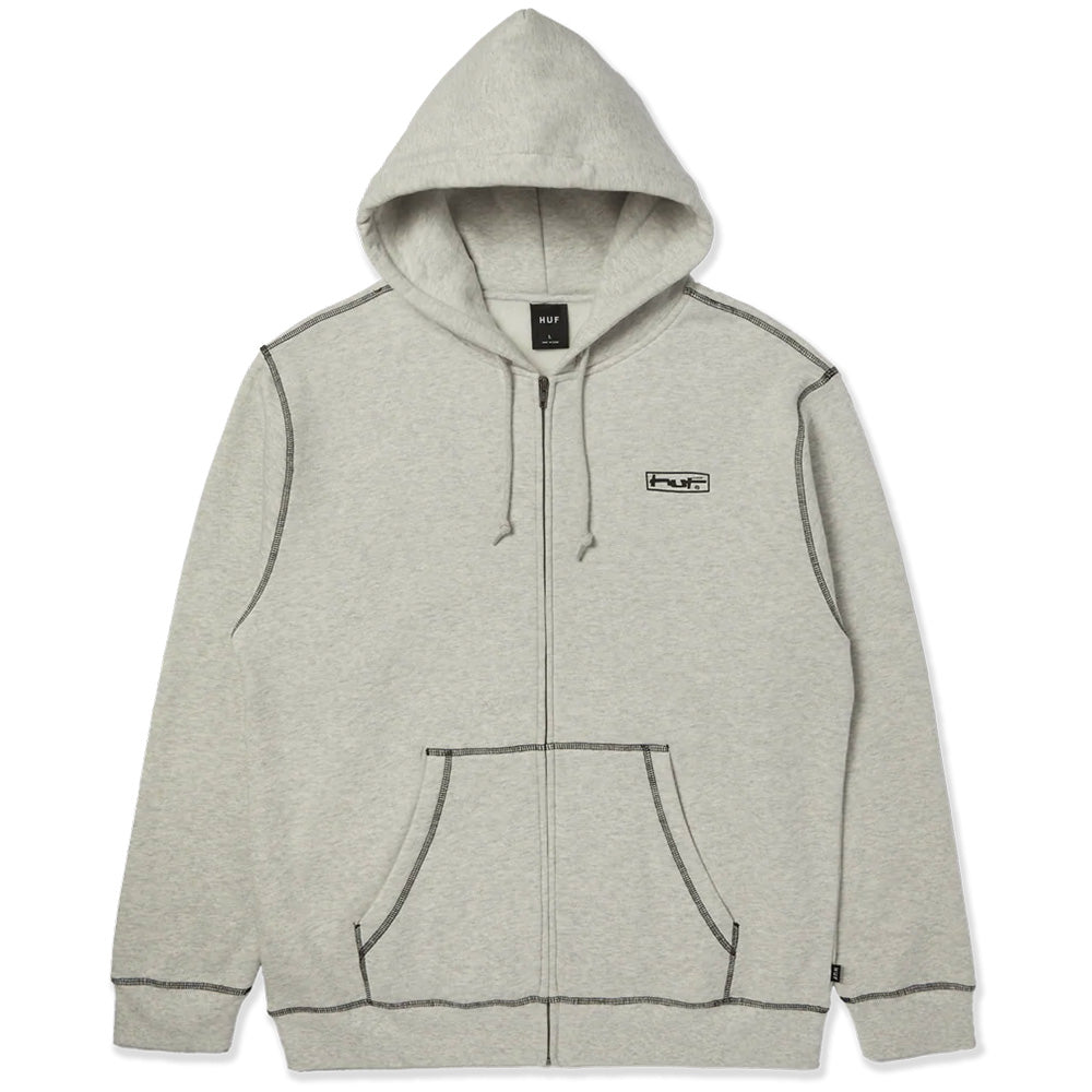 huf pf00756 stretch fz hoodie ash