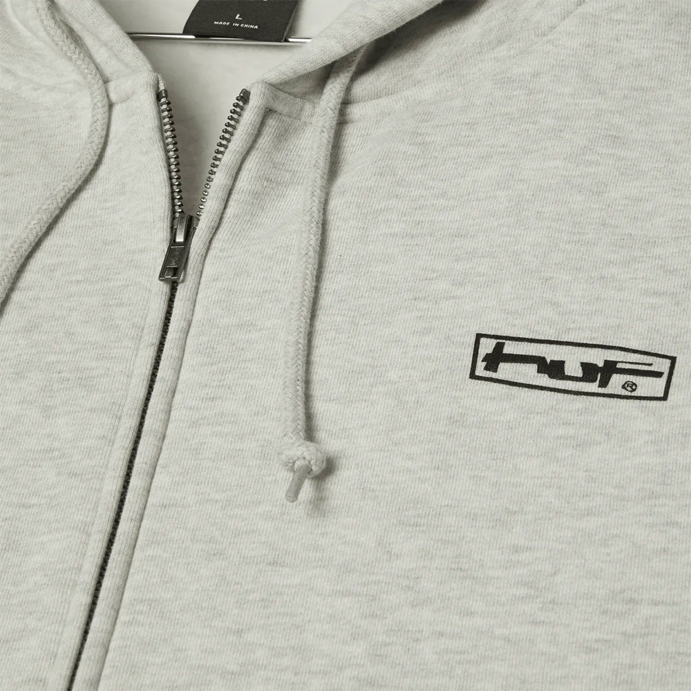 huf pf00756 stretch fz hoodie ash