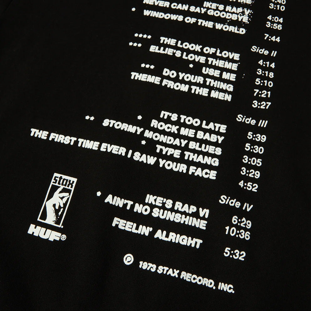 huf pf00775 x isaac hayes tahoe heavyweight hoodie black