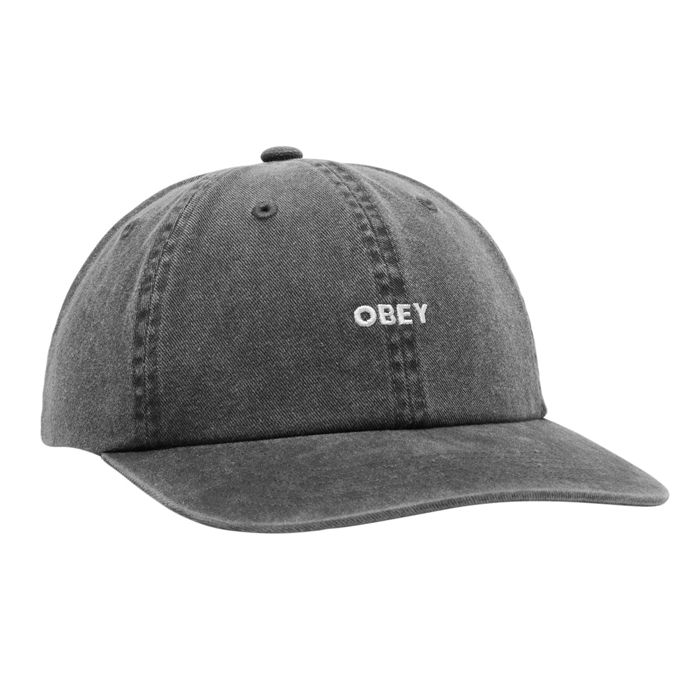obey 100580367 pigment lowercase 6 panel strapback pigment black