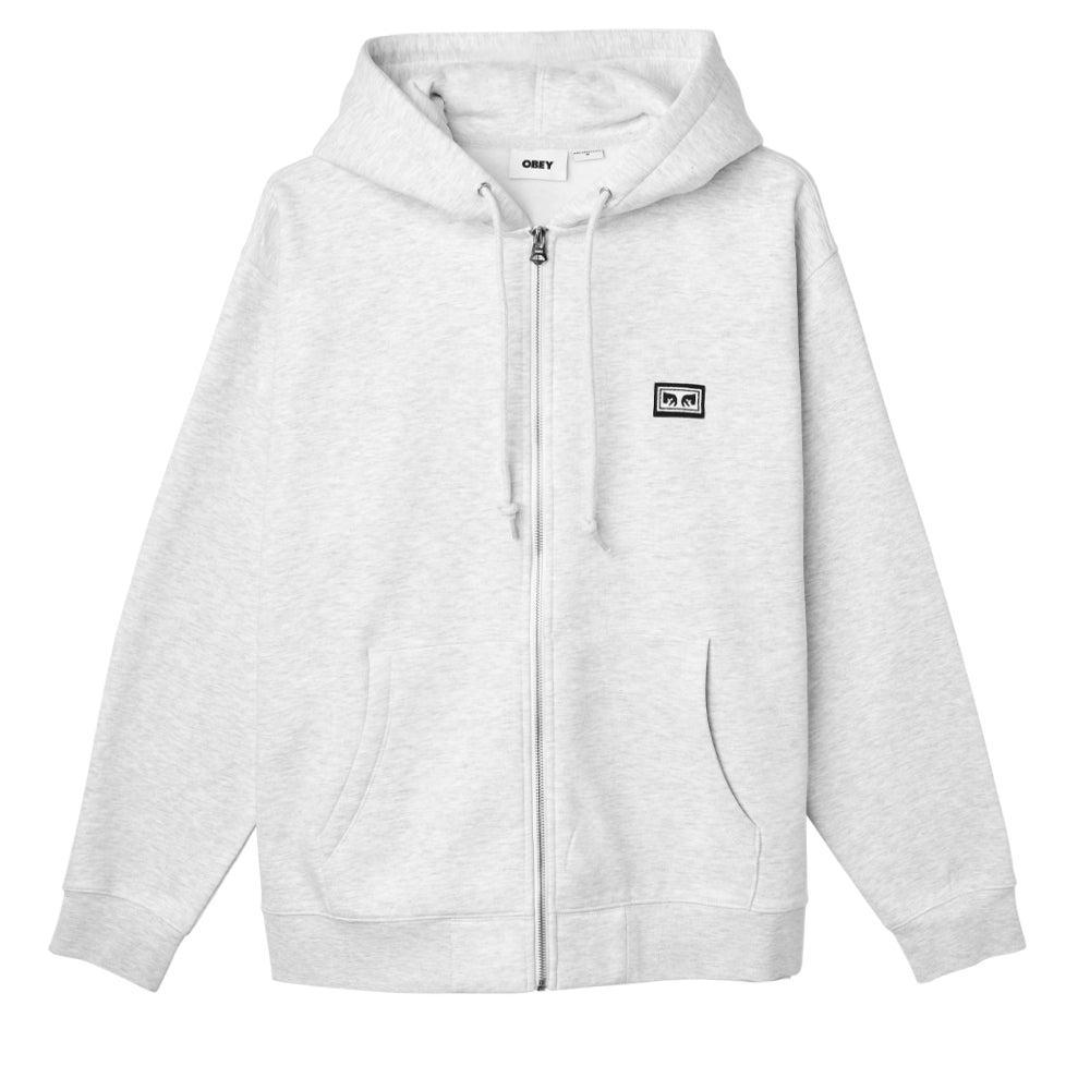 obey 112460011 established works eye zip hood ash grey