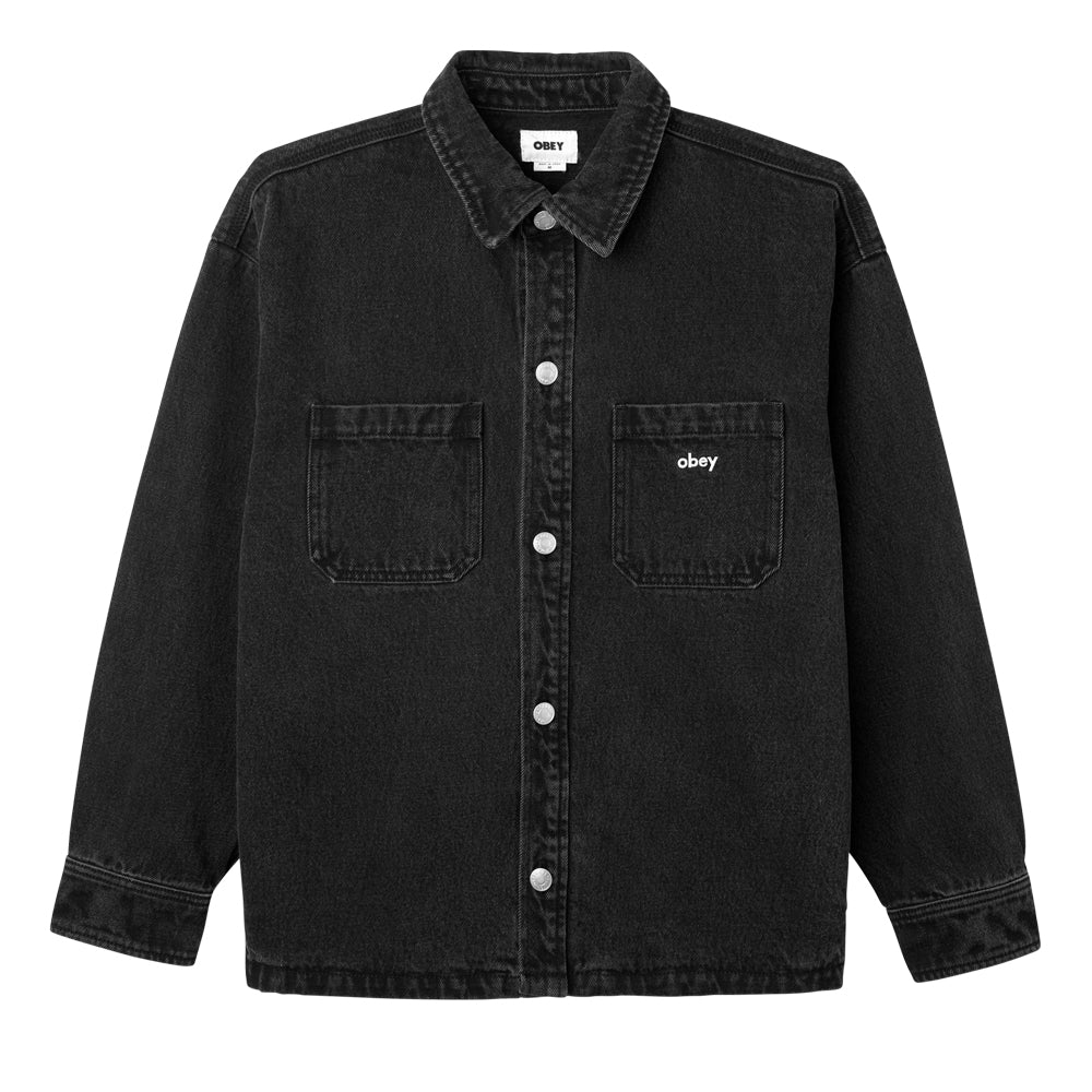 obey 121160057 winston shirt jacket faded black