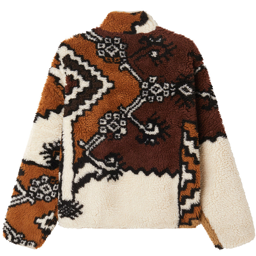obey 121800575 moroccan rug sherpa jacket bwm brown multi