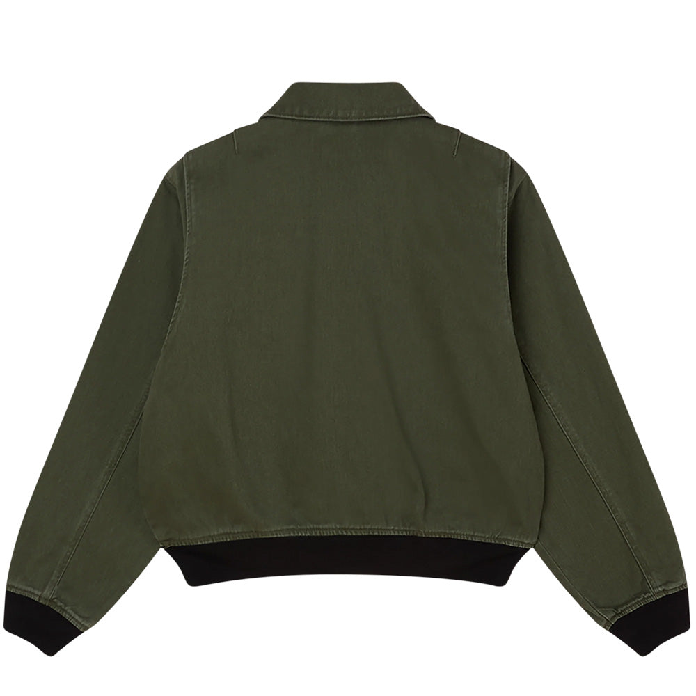 obey 121800587 denim cwu jacket kombu green faded wash