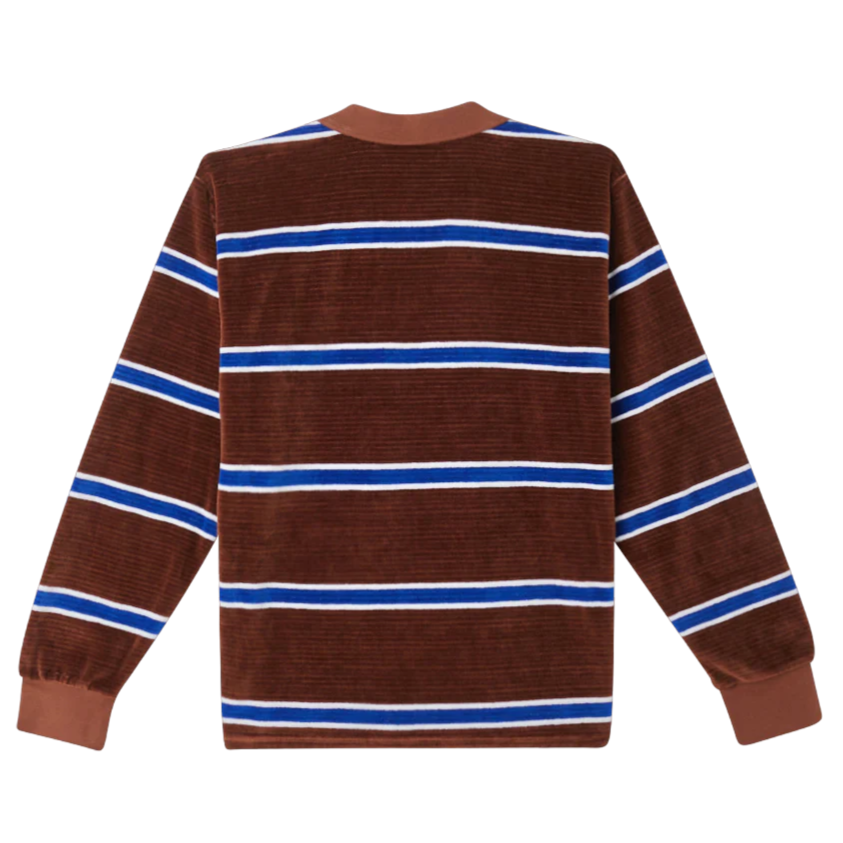 obey 131040053 holstien velour polo ls sepia multi