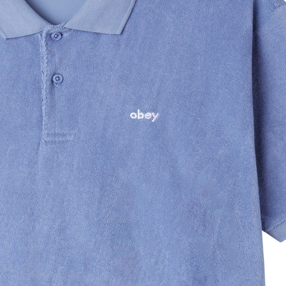 obey 131090084 denton terry cloth polo ss hydrangea