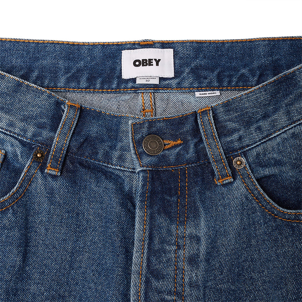 obey 142010077 hardwork denim stn stone wash indigo