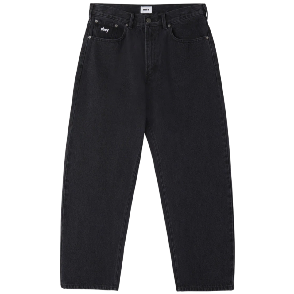 obey 142010087 bigwig baggy denim pant faded black