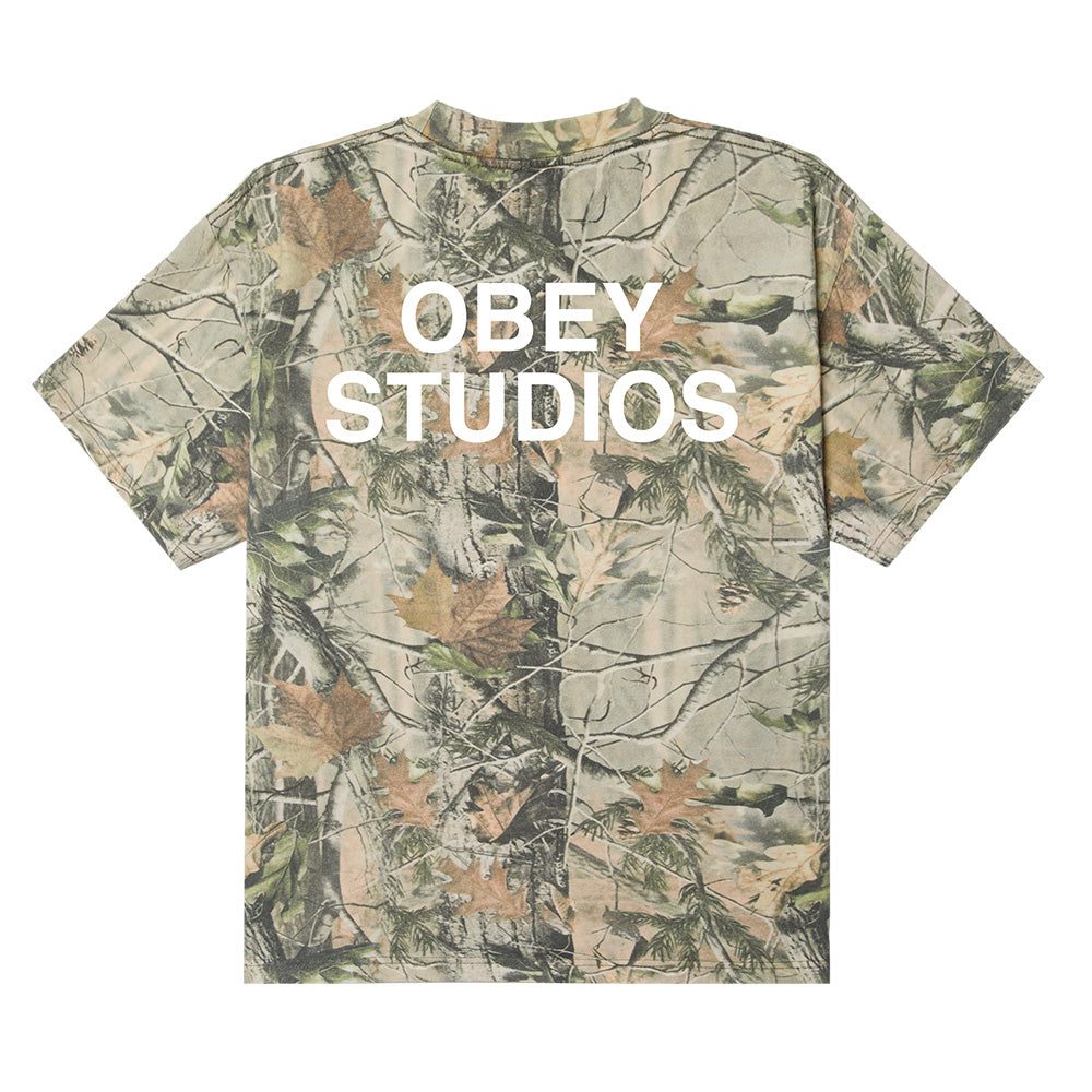 obey 168024363 pit tee shirt leaf camo