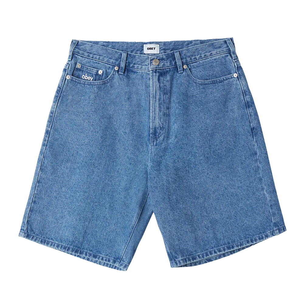 obey 172100090 bigwig baggy denim short light indigo