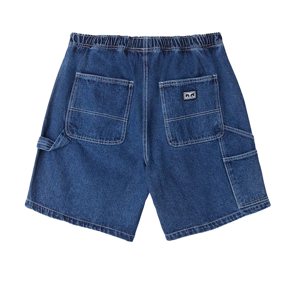 obey 172120079 easy denim carpenter short stone wash indigo