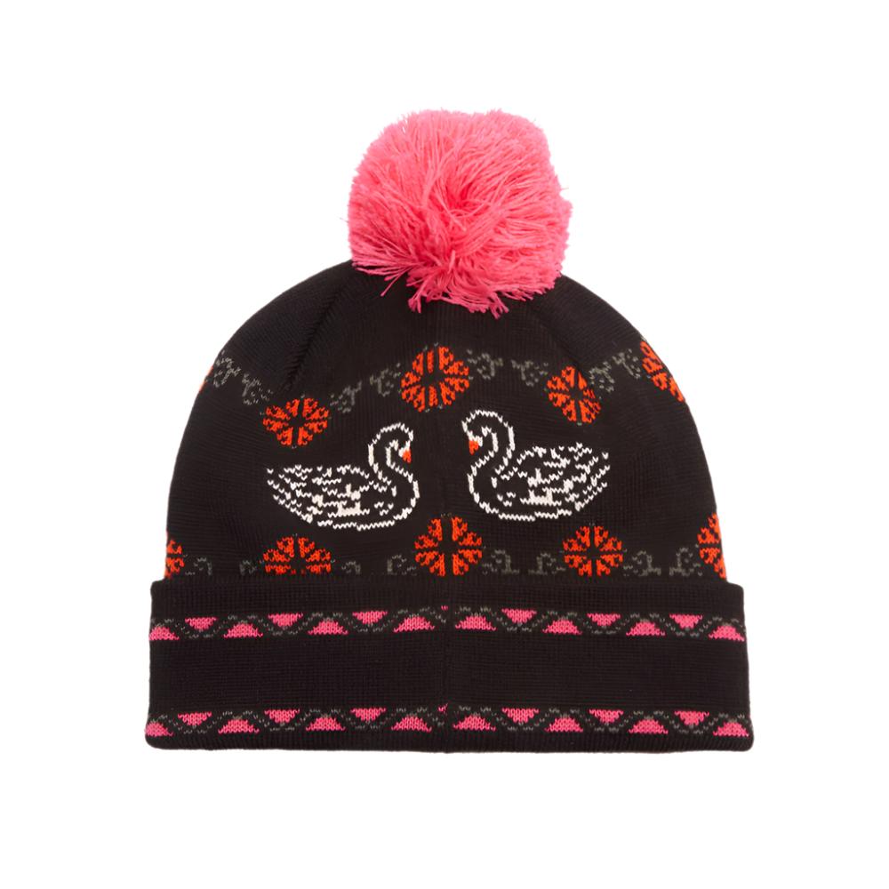 obey 200030129 intarsia swan beanie black multi