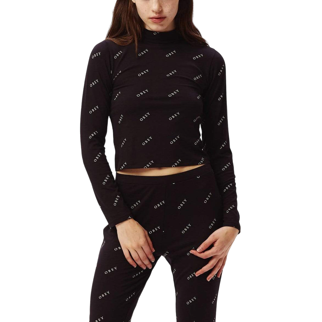 obey 231030100 zinnia top longsleeve blackwhite