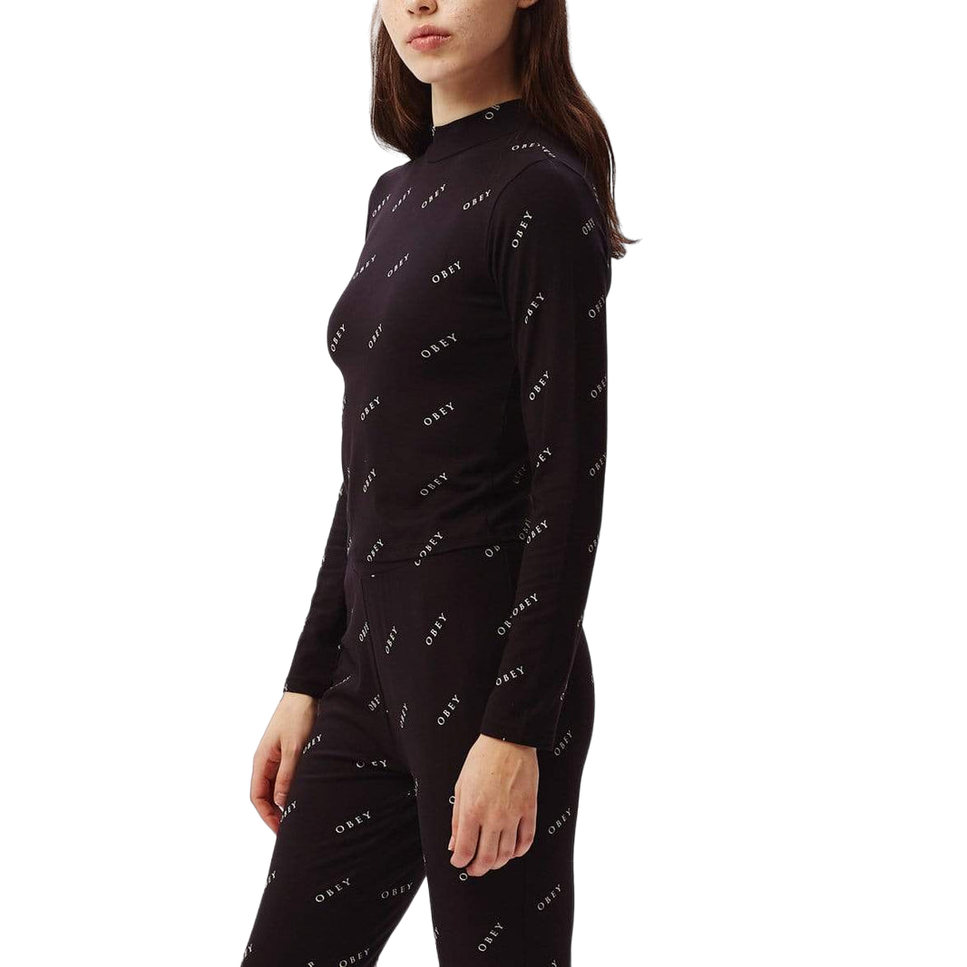 obey 231030100 zinnia top longsleeve blackwhite