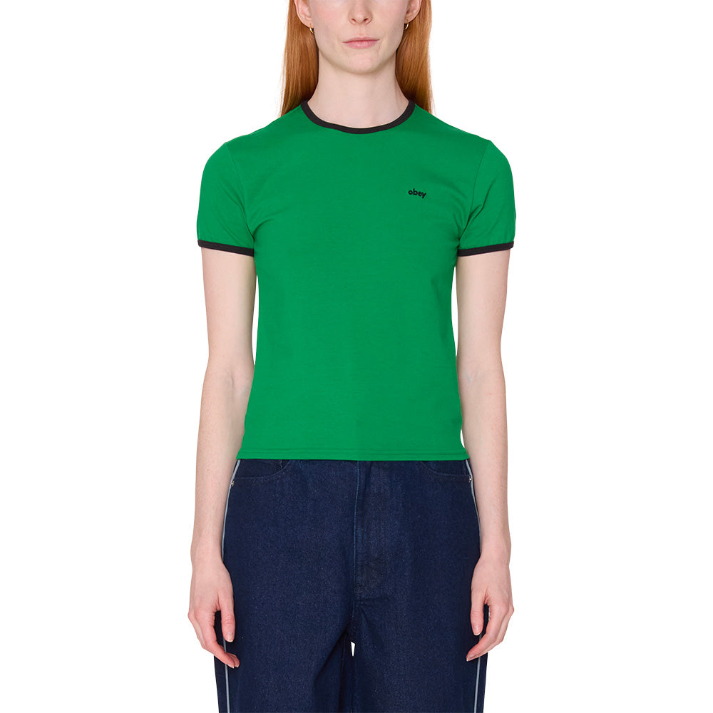 OBEY OBEY DUVALL RINGER TEE SHIRT // GREEN